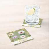 Groen Goud Bloemen Elegant Modern Monogram Kartonnen Onderzetters (Insitu)