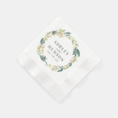 Groen Goud Bloemen Groen Krans Bruiloft Monogram Servet (Hoek)