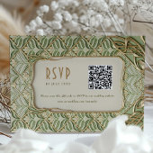Groen & Goud Bloemen Huwelijk RSVP QR Kaart