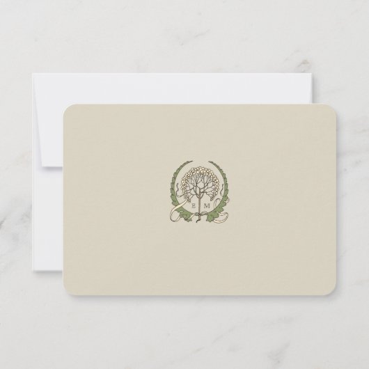 Groen & Goud Bloemen Huwelijk RSVP QR Kaart (Achterkant)