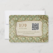 Groen & Goud Bloemen Huwelijk RSVP QR Kaart (Voorkant)