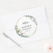 Groen Goud Bloemen Moslim Nikah Huwelijk Groot Ronde Sticker (Envelop)