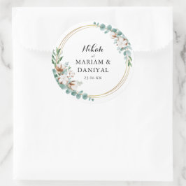 Groen Goud Bloemen Moslim Nikah Huwelijk Groot Ronde Sticker