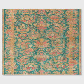 Groen goud bloemen Perzische Turkse stijl decoupag Cadeaupapier (Vlak)