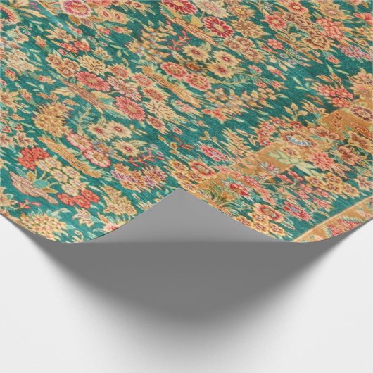 Groen goud bloemen Perzische Turkse stijl decoupag Cadeaupapier (Hoek)
