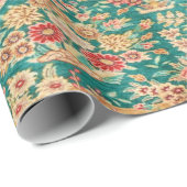 Groen goud bloemen Perzische Turkse stijl decoupag Cadeaupapier (Rol Hoek)