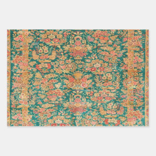 Groen goud bloemen Perzische Turkse stijl decoupag Inpakpapier Vel