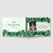 Groen Goud Bloemen Prinses Quinceañera Foto Gastenboek (Volledig)