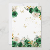 Groen Goud Bloemen Quinceanera Kaart (Achterkant)