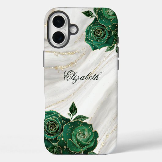 Groen Goud Bloemen Wit Marmer Case-Mate iPhone Case (Achterkant)