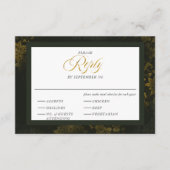 Groen & Goud Bloemrijke Elegante Kalligrafie Huwel Informatiekaartje (Voorkant)