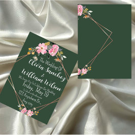 Groen Goud Blush Roze Landelijke Bruiloft  Kaart