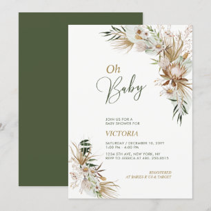 Groen & Goud Boho Botanische Oh Baby Shower Kaart
