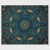 Groen Goud Boho Rosette Mandala Cadeaupapier (Vlak)