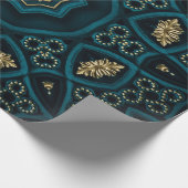 Groen Goud Boho Rosette Mandala Cadeaupapier (Hoek)