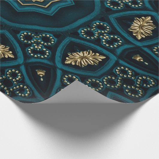 Groen Goud Boho Rosette Mandala Cadeaupapier (Hoek)