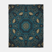 Groen Goud Boho Rosette Mandala Fleece Deken (Voorkant)