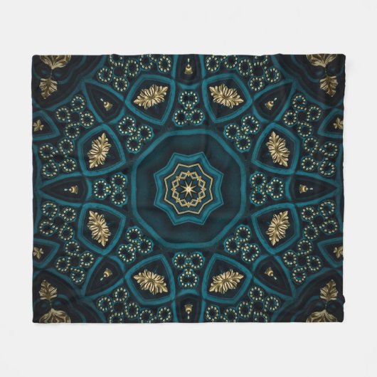 Groen Goud Boho Rosette Mandala Fleece Deken (Voorkant (Horizontaal))