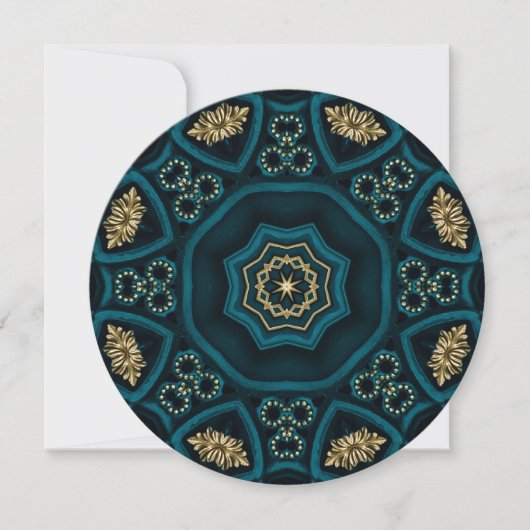 Groen Goud Boho Rosette Mandala Kaart (Voorkant)