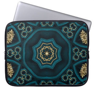 Groen Goud Boho Rosette Mandala Laptop Sleeve