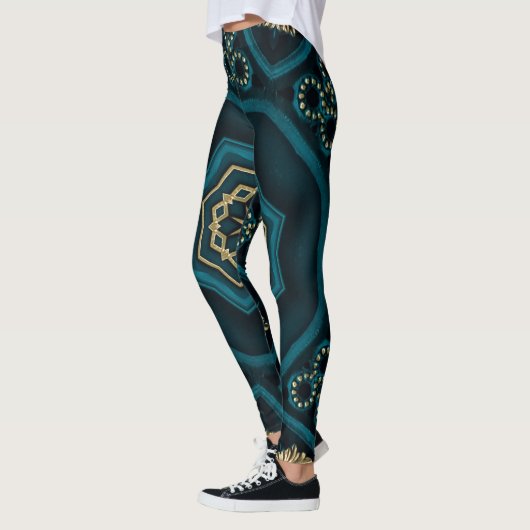 Groen Goud Boho Rosette Mandala Leggings (Links)