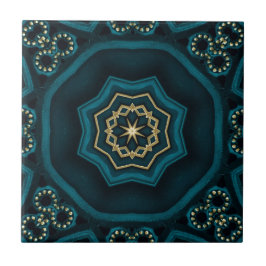 Groen Goud Boho Rosette Mandala Tegeltje