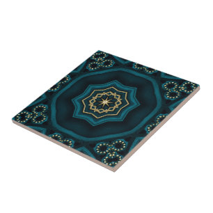 Groen Goud Boho Rosette Mandala Tegeltje