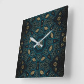 Groen Goud Boho Rosette Mandala Vierkante Klok (Hoek)