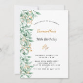 Groen goud botanisch groen wit verjaardag kaart (Voorkant)