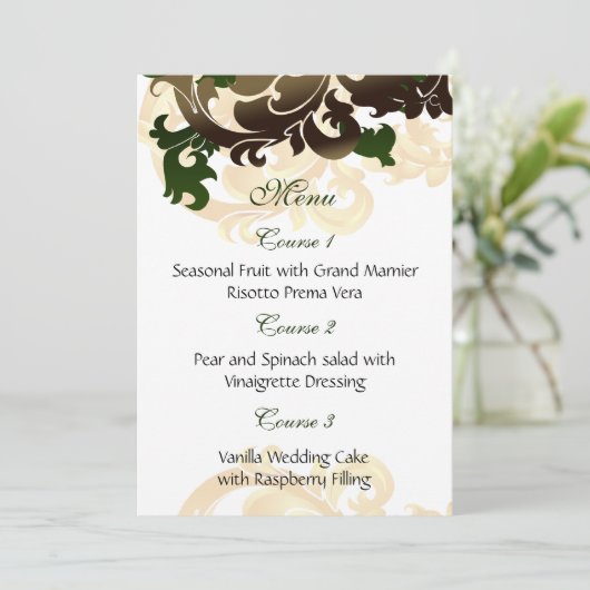 Groen Goud Bruiloft Menu (Staand voorkant)