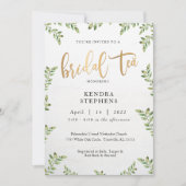 Groen & Goud Bruilofts Thee Uitnodiging (Voorkant)