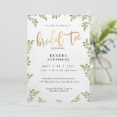 Groen & Goud Bruilofts Thee Uitnodiging (Staand voorkant)
