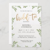 Groen & Goud Bruilofts Thee Uitnodiging (Voorkant / Achterkant)