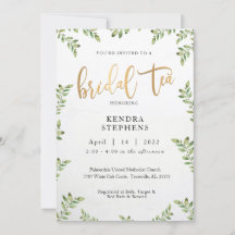 Groen & Goud Bruilofts Thee Uitnodiging