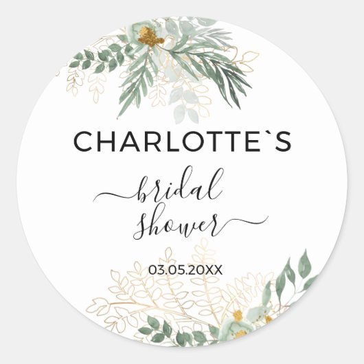 Groen goud bruiloftsfeest ronde sticker (Voorkant)