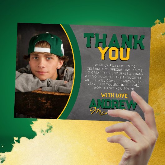 Groen & Goud Chalkboard Afstuderen Dank u Kaart