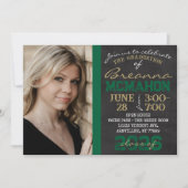 Groen & Goud Chalkboard Afstuderen Foto Kaart (Voorkant)