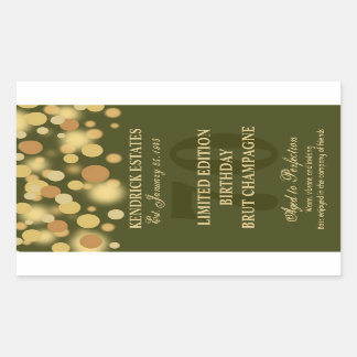 Groen Goud Champagne Bubbles Verjaardagslabel 750m Rechthoekige Sticker