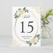 Groen Goud Chic Bloem Moderne 5x7 Tafelnummer (Staand voorkant)