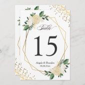 Groen Goud Chic Bloem Moderne 5x7 Tafelnummer (Voorkant / Achterkant)