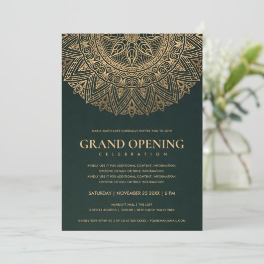 GROEN GOUD CLASSIC  MANDALA GRAND OPENING KAART (Staand voorkant)