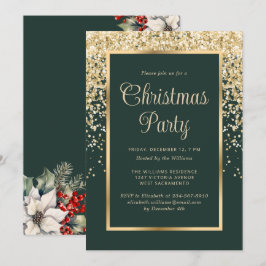 Groen Goud Confetti Botanisch Kerstfeest Kaart