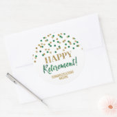 Groen Goud Confetti Happy Retirement Ronde Sticker (Envelop)