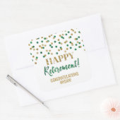 Groen Goud Confetti Happy Retirement Vierkante Sticker (Envelop)