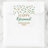 Groen Goud Confetti Happy Retirement Vierkante Sticker (Tas)