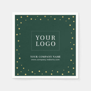 Groen & Goud Confetti Zakelijk Promotioneel Logo Servet