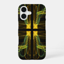Groen & Goud Cross Fractal telefoonhoesje