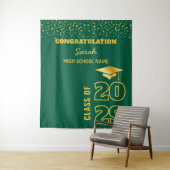 Groen & Goud Custom Graduation Party Achtergrond Wandkleed (In situ)
