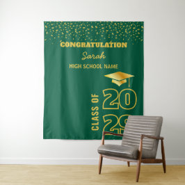 Groen & Goud Custom Graduation Party Achtergrond Wandkleed