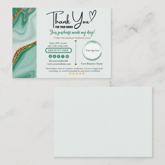 Groen Goud Dank u Visitekaartje (Voorkant / Achterkant)